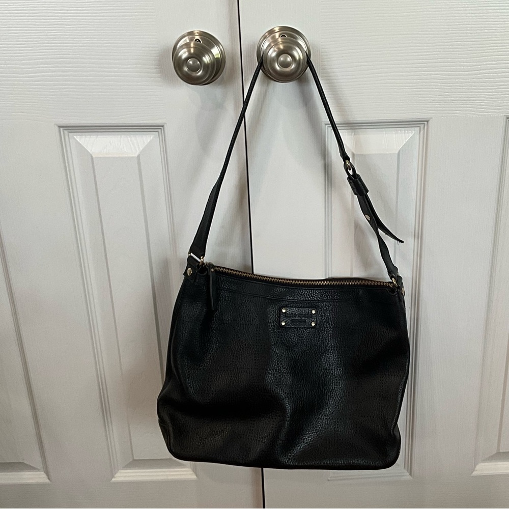 Kate Spade  Womens Shoulder Bag Black Pocket Zipper